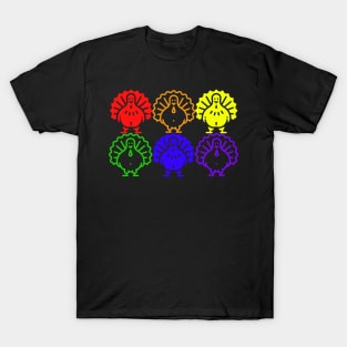 Cute Funny Rainbow Gay Pride Turkeys Thanksgiving Holiday T-Shirt